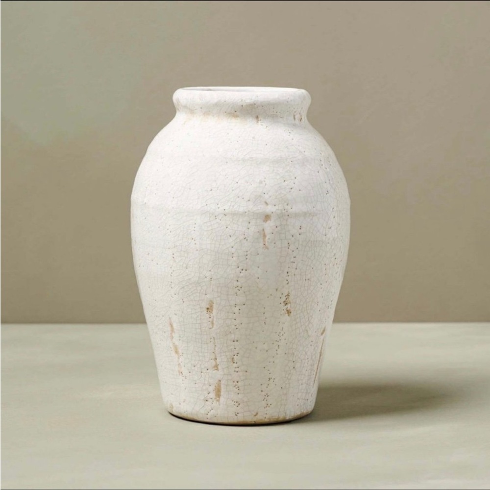 Magnolia “Marie” Tall Distressed Crackle Ceramic Vase